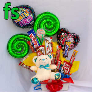 Dulces globos y peluche