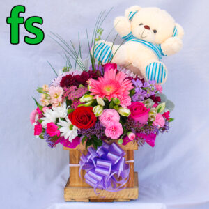 Caja primaveral con peluche